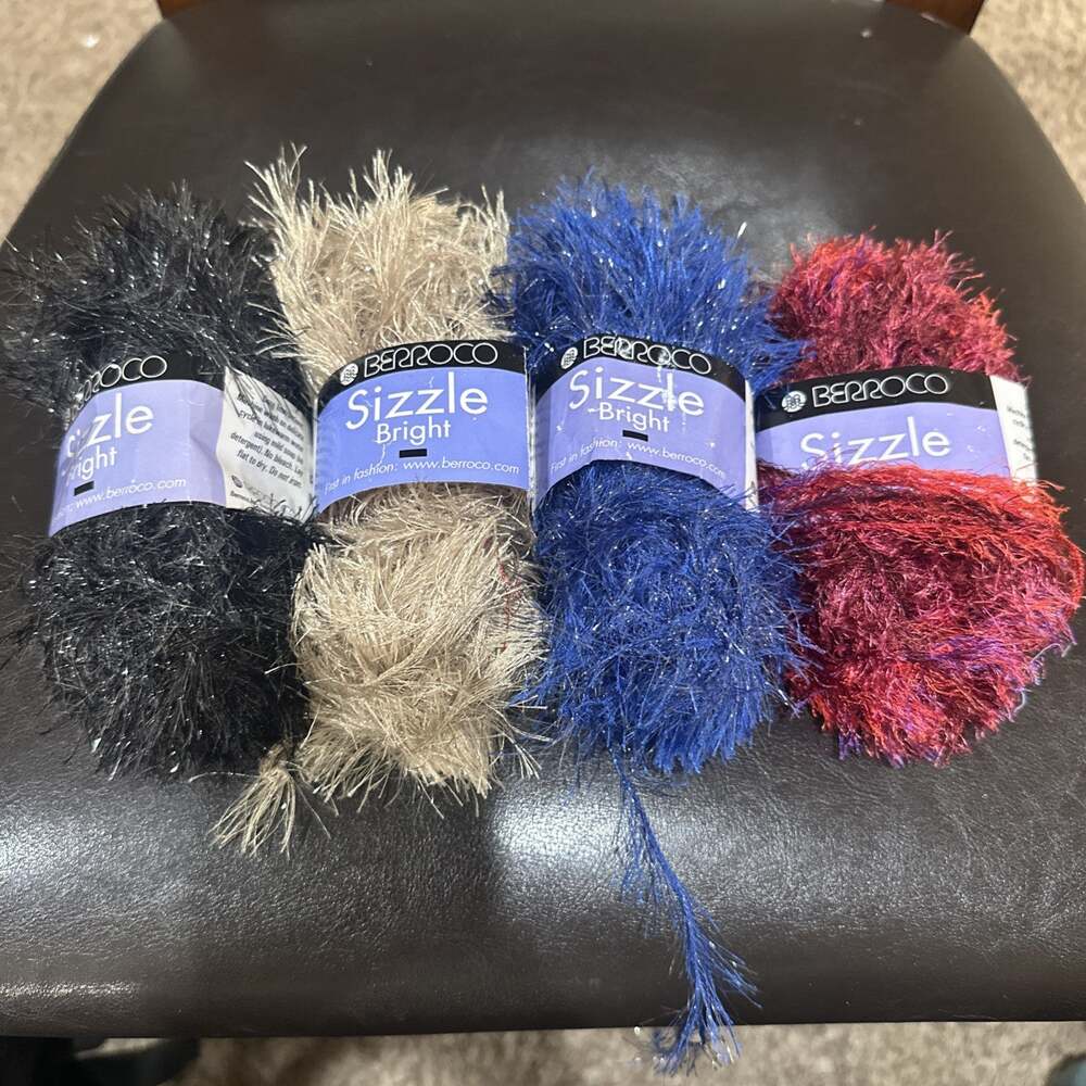 Lot of 7 Novelty Eyelash Yarns - Plassard/K1C2 Moulin Rouge/Berroco/Partial